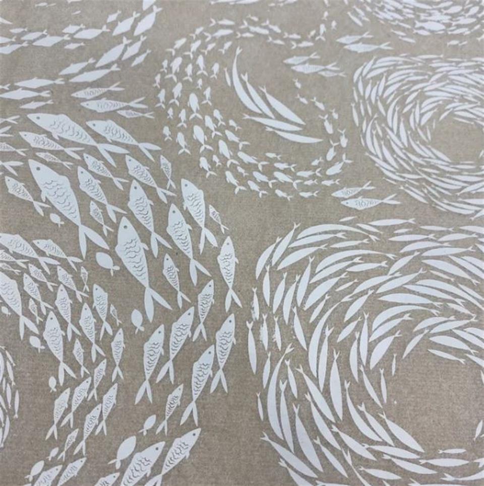 Fish School-Underglaze Transfer Sheet White-19 x 13 inch
