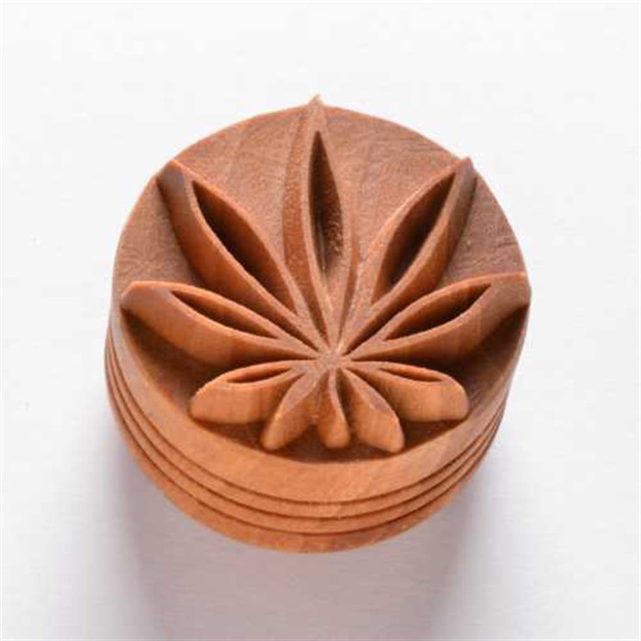 Hemp Leaf Desenli Ahşap Damga Scl-087 - 4 cm