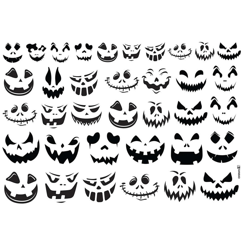 UNDERGLAZE TRANSFER - PUMPKIN FACE 19*13 Black