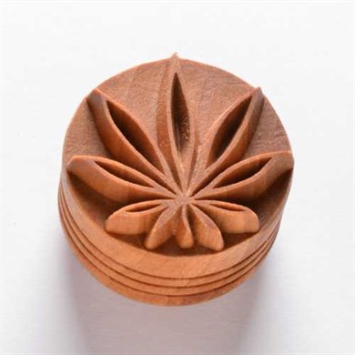 Hemp Leaf Desenli Ahşap Damga Scl-087 - 4 cm
