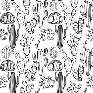 Plants Cactus - Siyah Sıraltı Transfer Kağıdı 24X16Cm