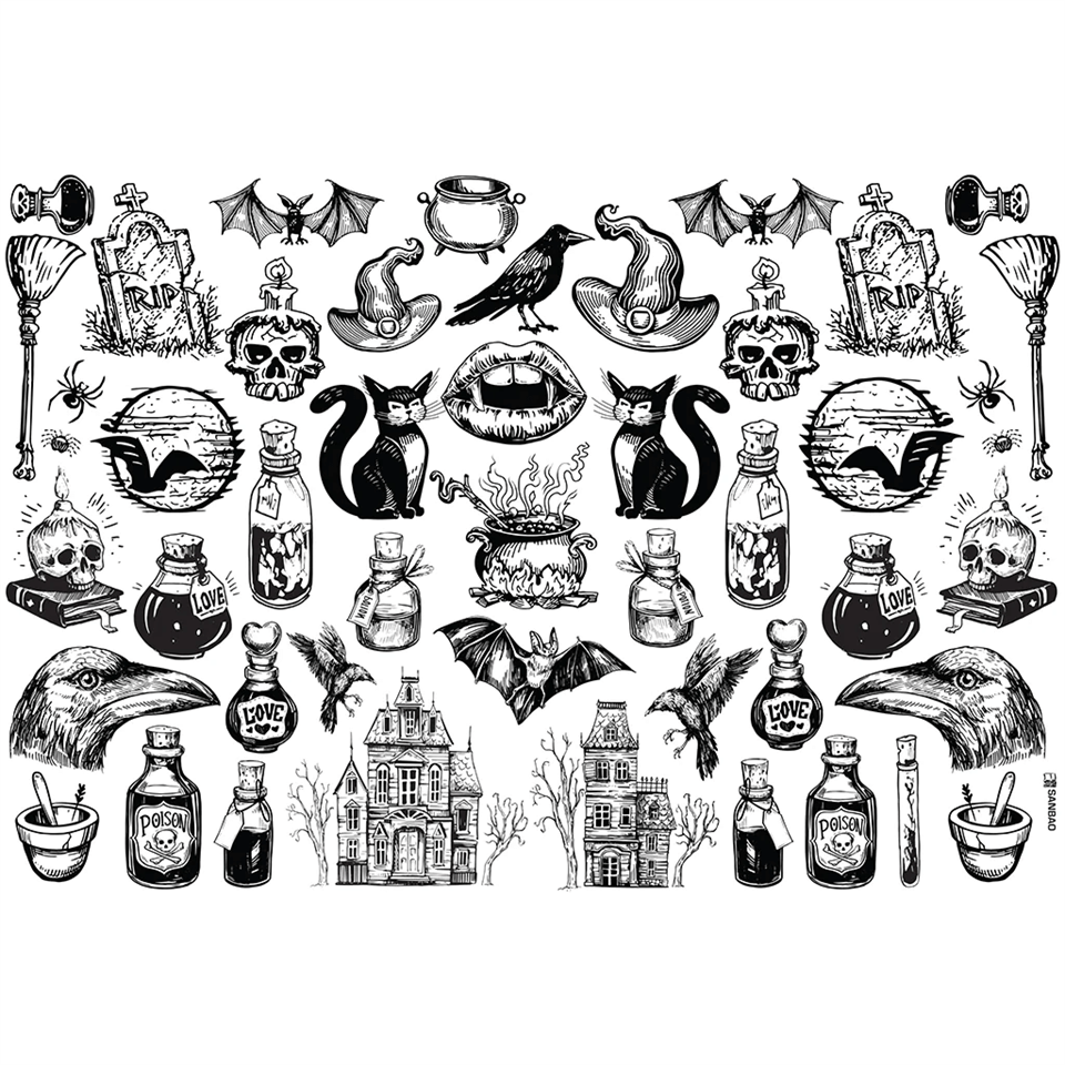 UNDERGLAZE TRANSFER - HALLOWEEN 19*13 Black