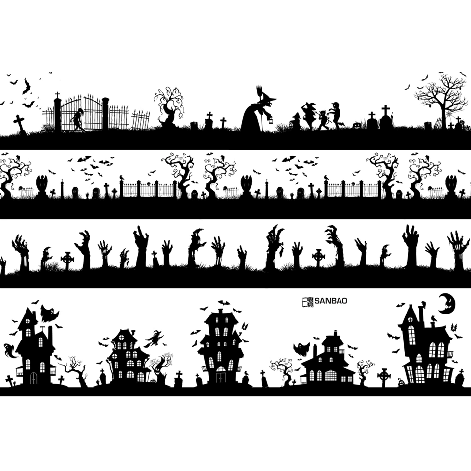 UNDERGLAZE TRANSFER - HAUNTED HOUSE, HALLOWEEN 19 x 13