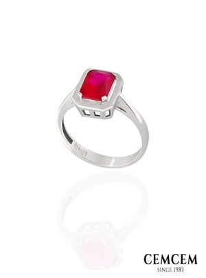 Cemcem Baget Eclipse Red I YüzükRENKLİ TAŞLI YÜZÜKCEMCEM