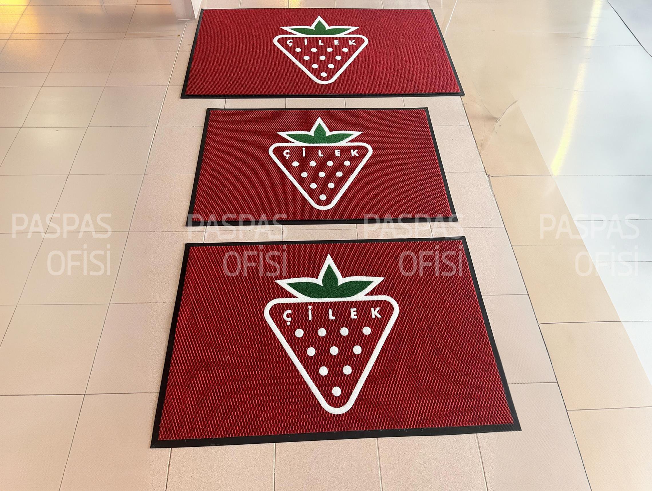 Çilek Mobilya Logolu Kurumsal Firma Paspası Logolu Halı Paspas Toptan Paspas