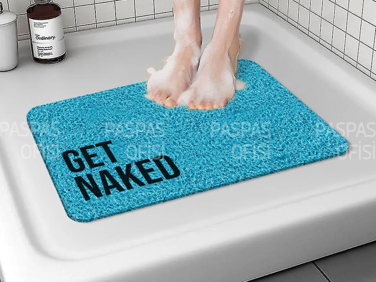 Get Naked Küvet Paspası Su Emici Banyo Paspası Mavi