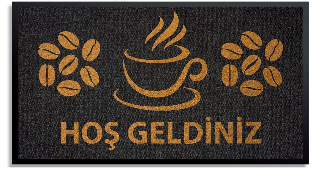 Kahve Logolu Cafe Halı Paspası
