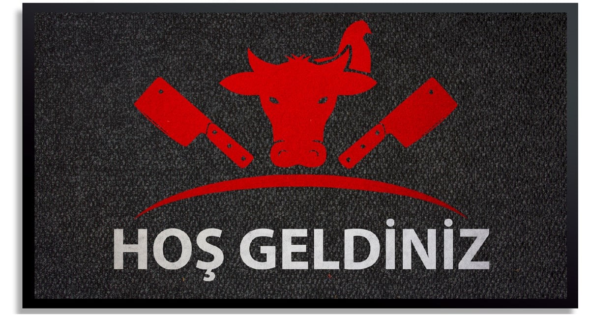 Kasap Logolu Giriş Paspası Tezgah Halısı Logolu Halı Paspas