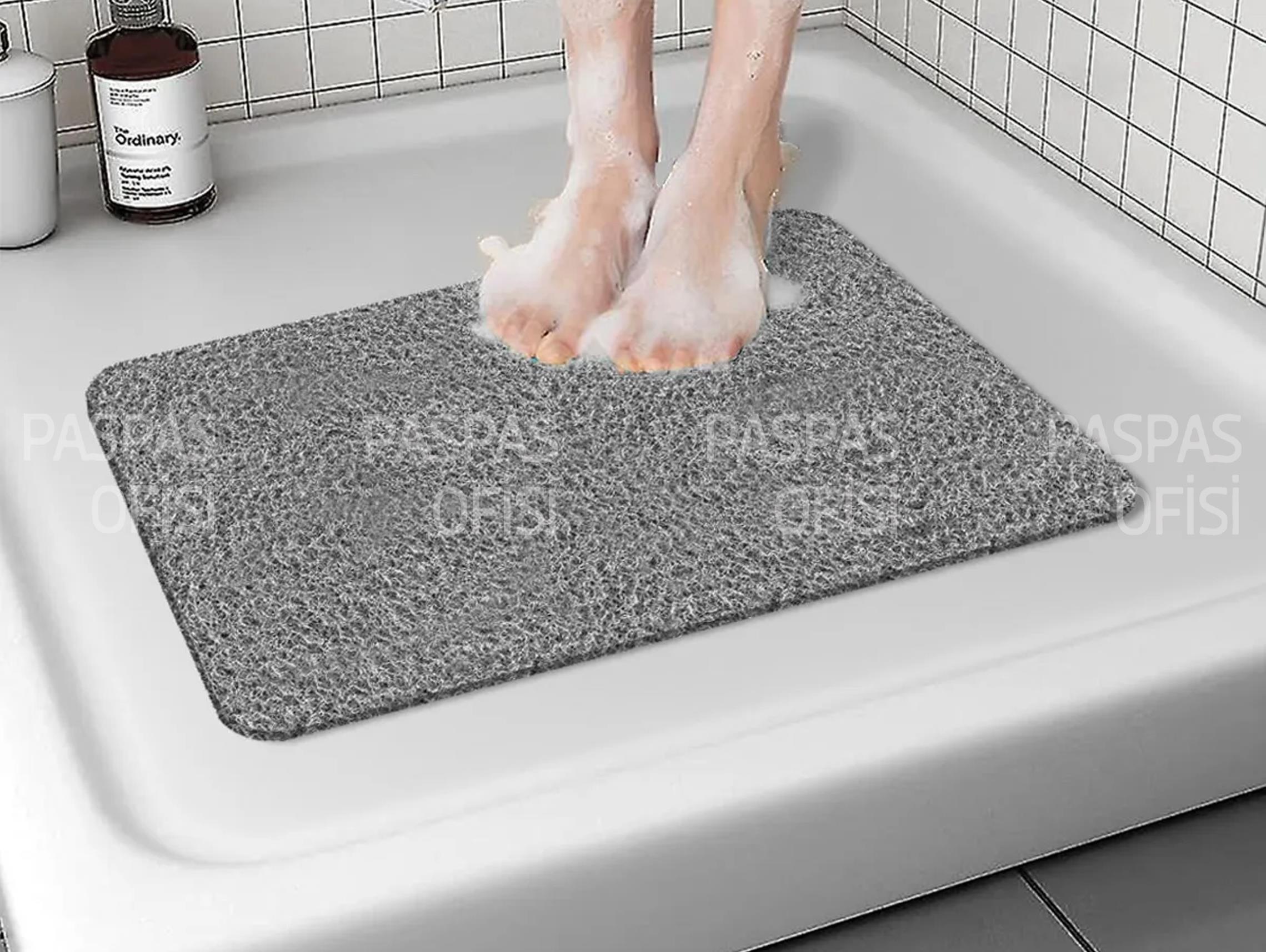 Kaydırmaz Su Emici Banyo Paspası Gri