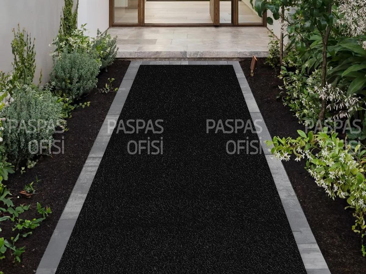 Kıvırcık Yolluk Paspas Su Emici Kaymaz Ofis Apartman Bahçe Dış Mekan Paspası Siyah