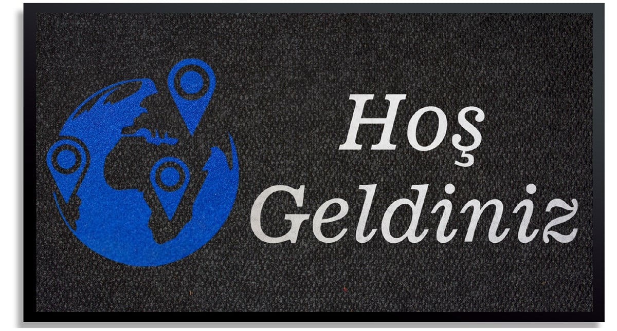 Konumlu Turizm ve Lojistik Logolu Halı Paspas Lazer Kesim Giriş Paspası