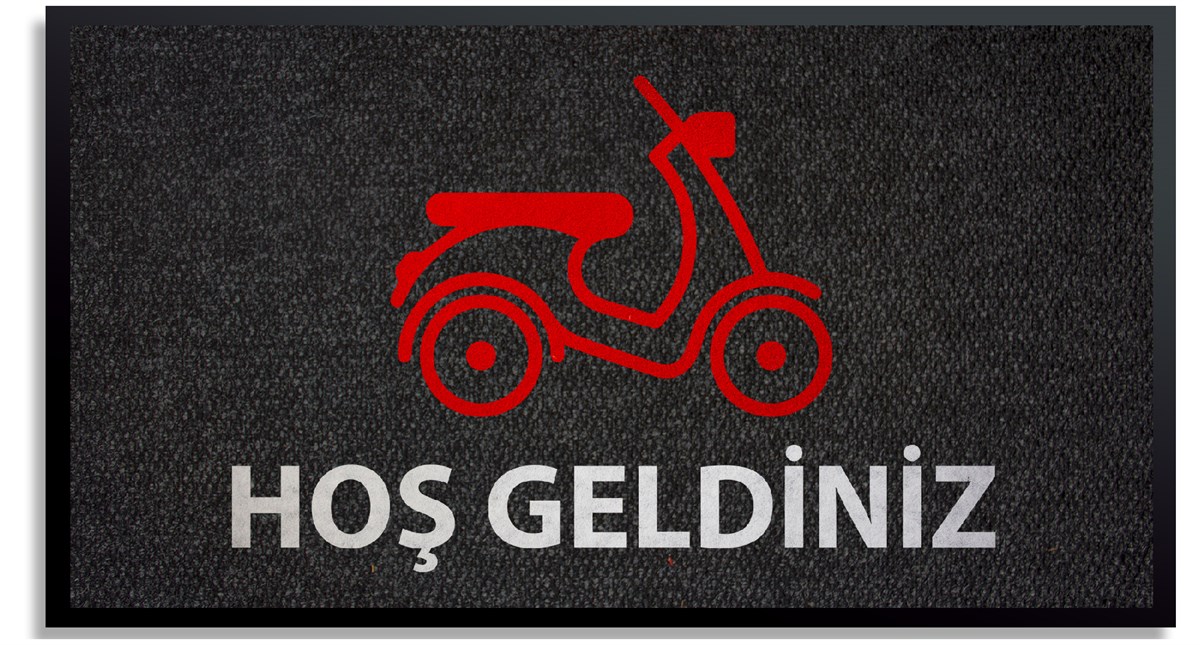 Motorsikletli Lazer Kesim Logolu Paspas Özel Tasarım Halı Paspas