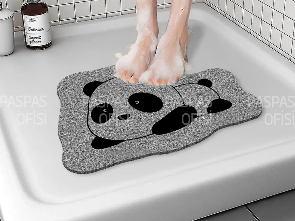 Panda Banyo Paspası Su Emici Paspas Kaydırmaz Paspas Gri