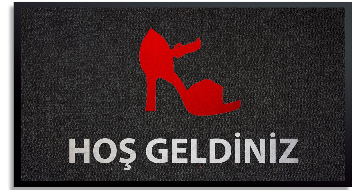 Topuklu Ayakkabı Logolu Kadın Giyim Ayakkabıcı Paspas