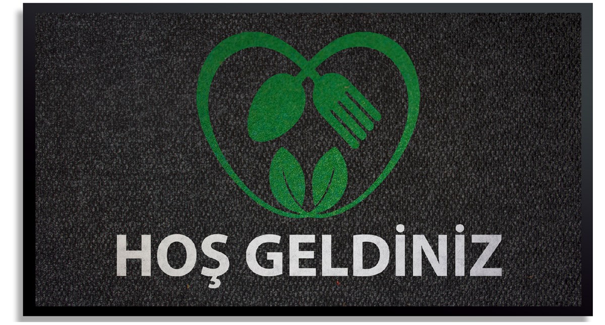 Vejeteryan Yeşil Logolu Halı Paspas