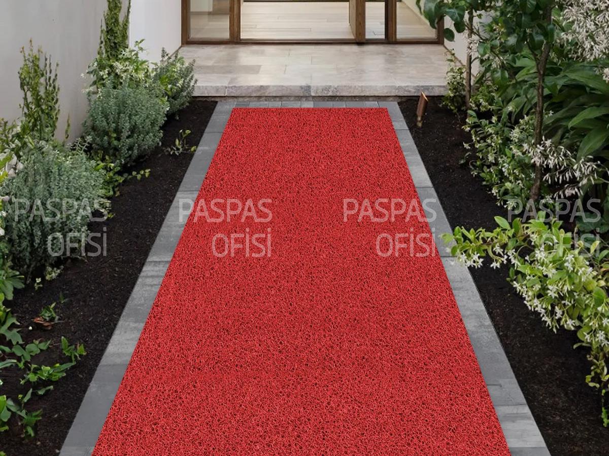 Yolluk Kıvırcık Paspas Dış Mekan Paspası Kapı Önü Kaymaz Paspas Su Emici Paspas Kırmızı