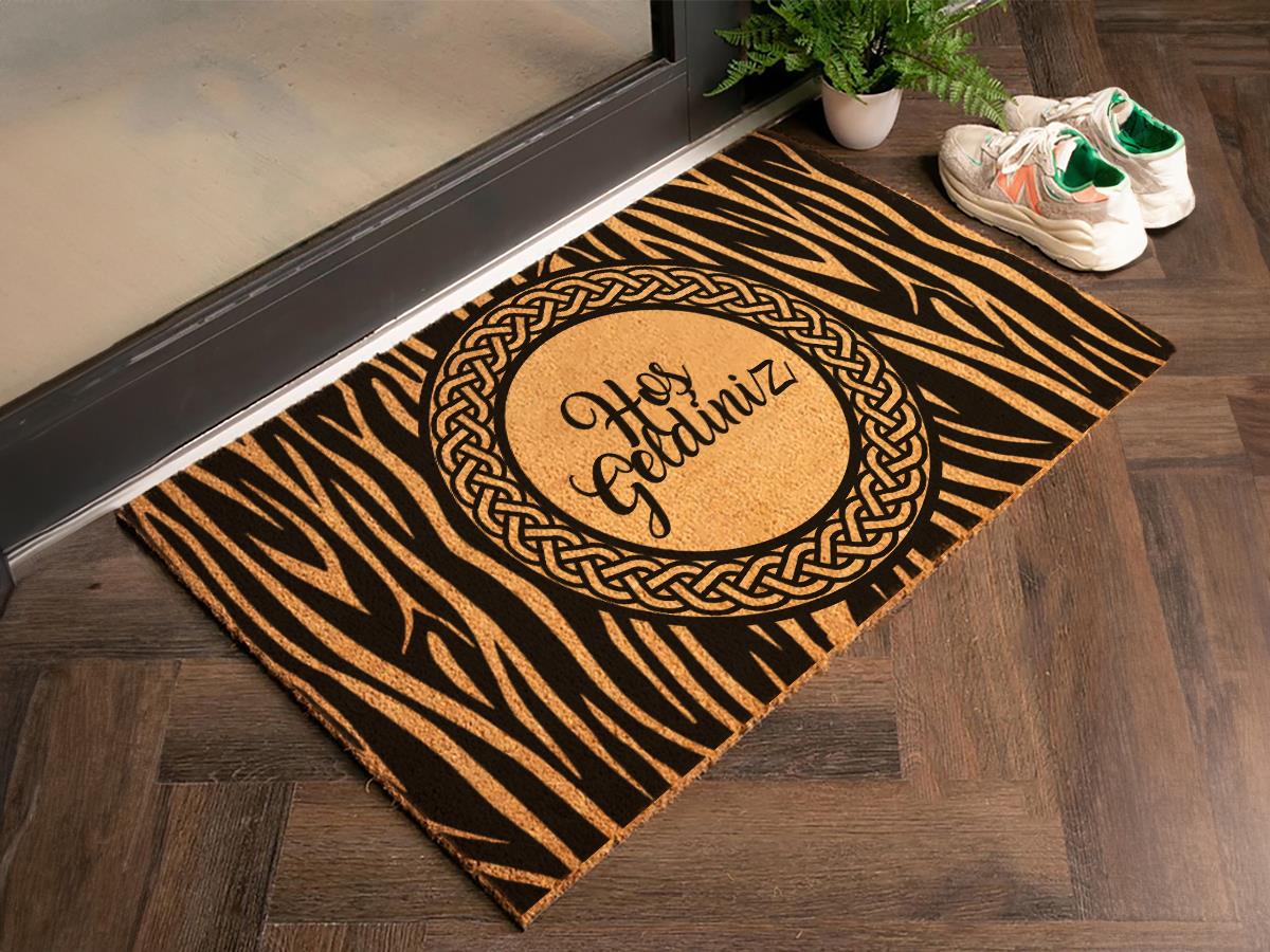 Zebra Desenli Hoş Geldiniz Paspas Kapı Önü Paspası Koko Paspas