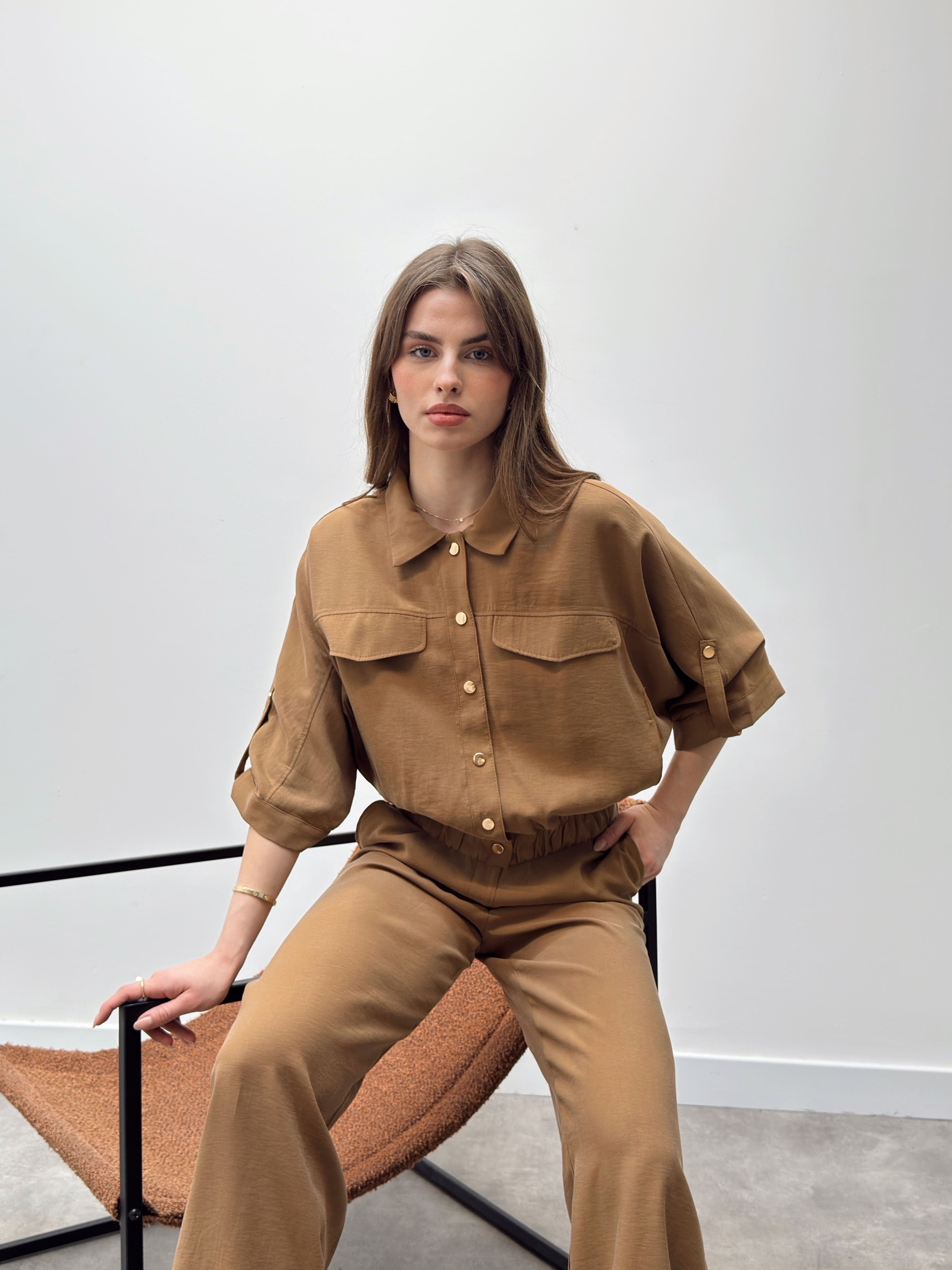 Elara Ceket Pantolon Hardal Takım