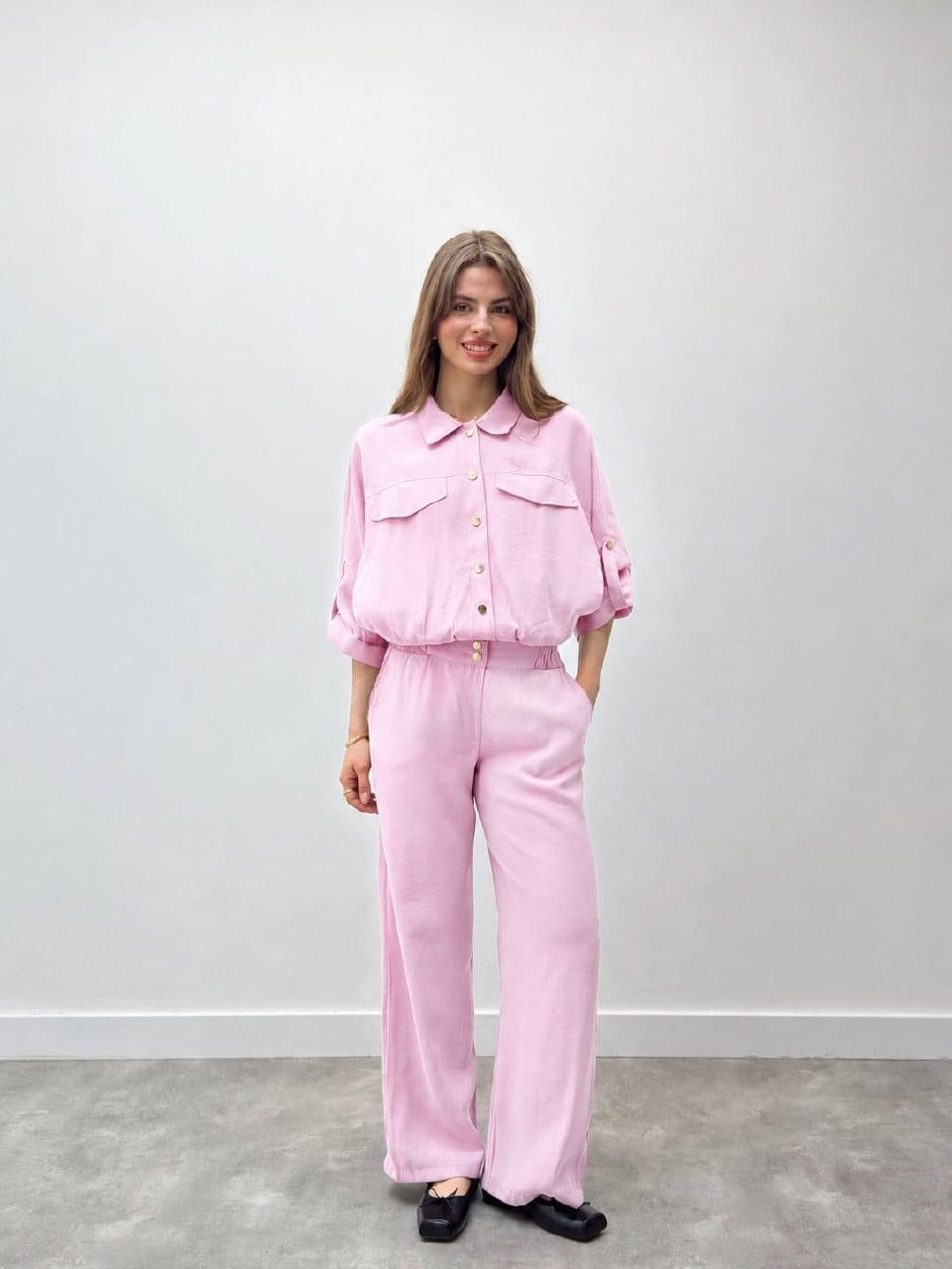 Elara Ceket Pantolon Pembe Takım