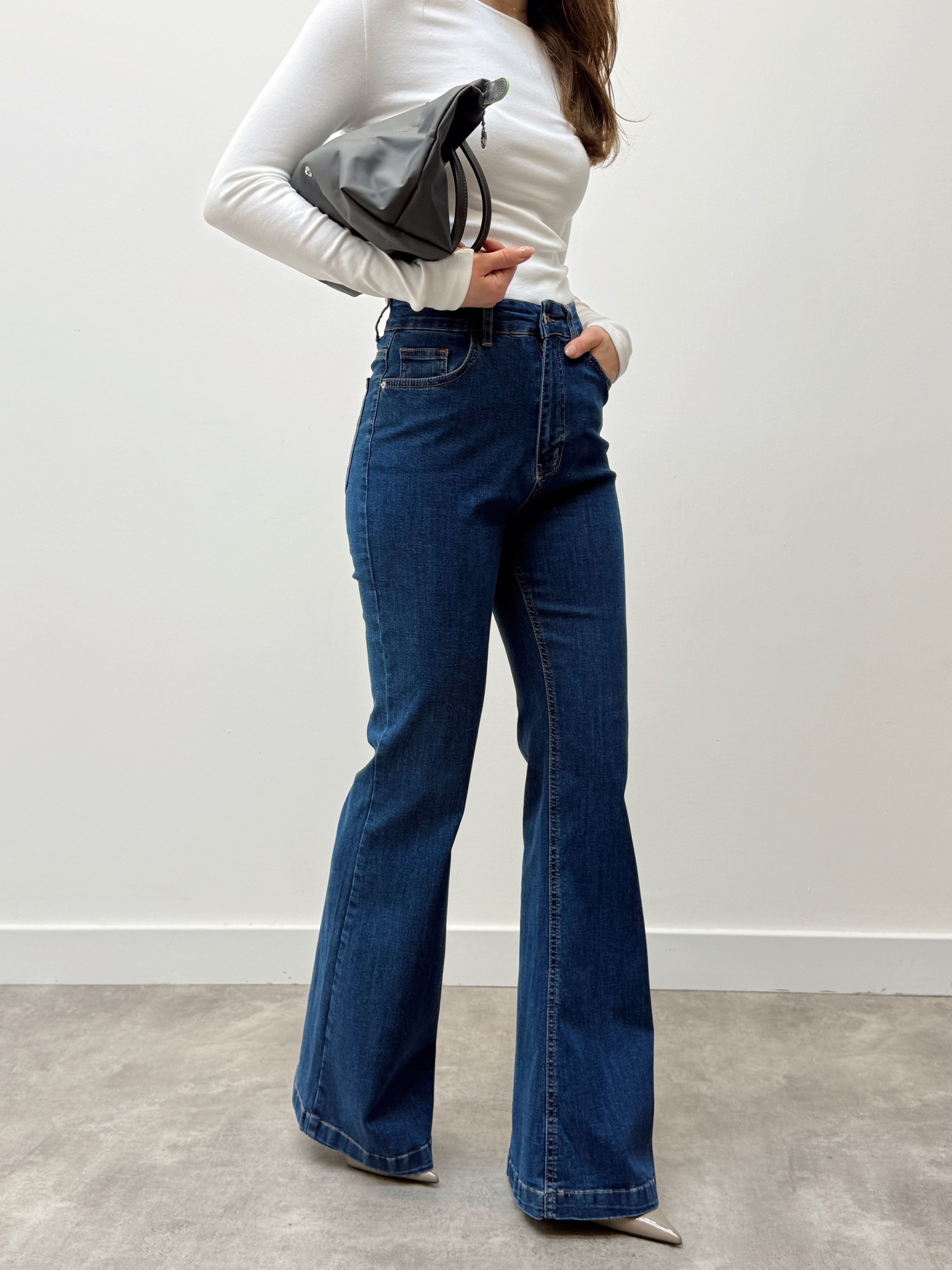 İspanyol Paça Yüksek Bel Açık Mavi Pantolon