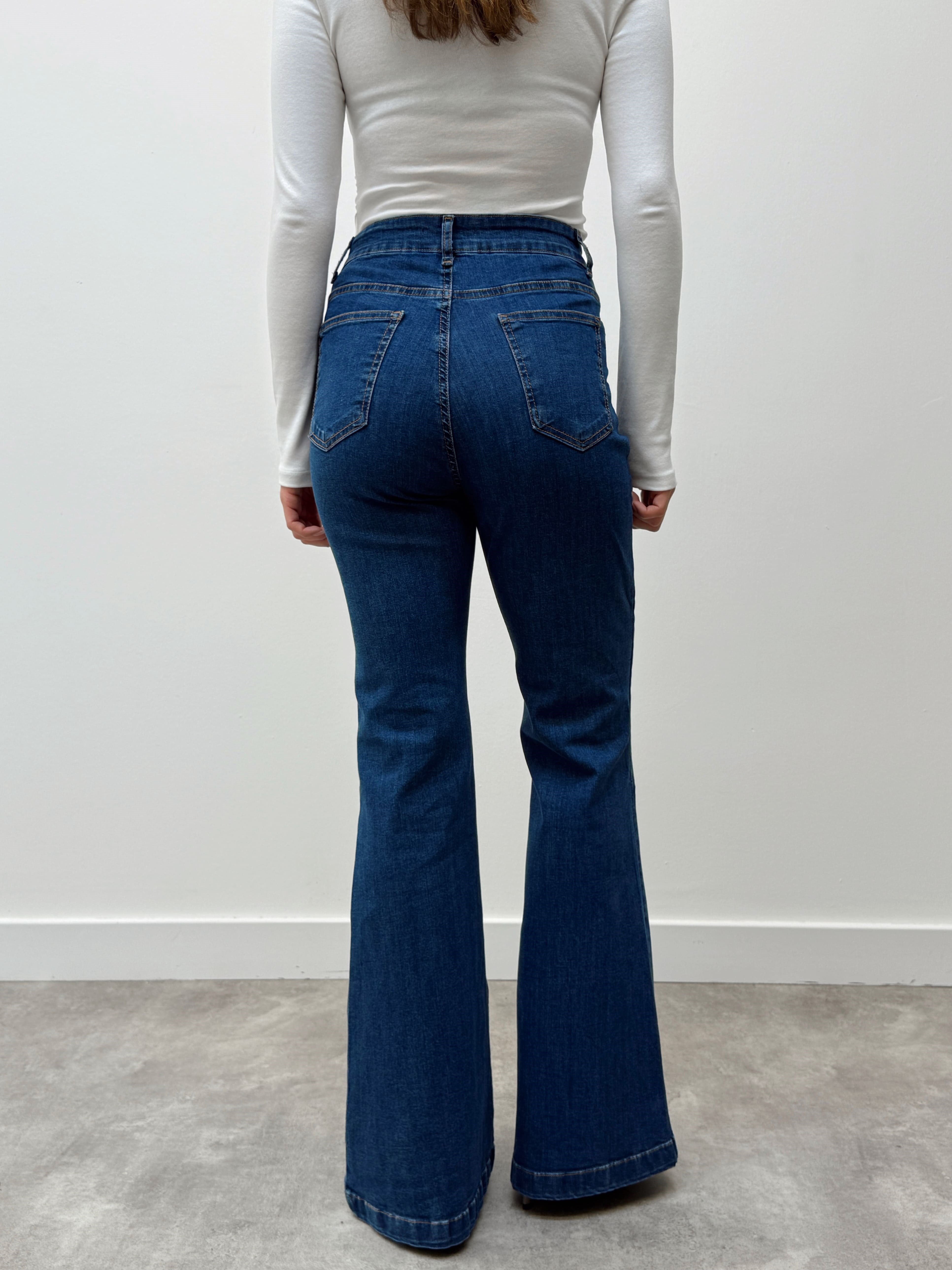 İspanyol Paça Yüksek Bel Açık Mavi Pantolon