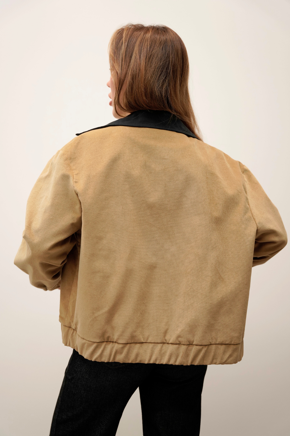Kadife Bomber Fermuarlı Camel Ceket 