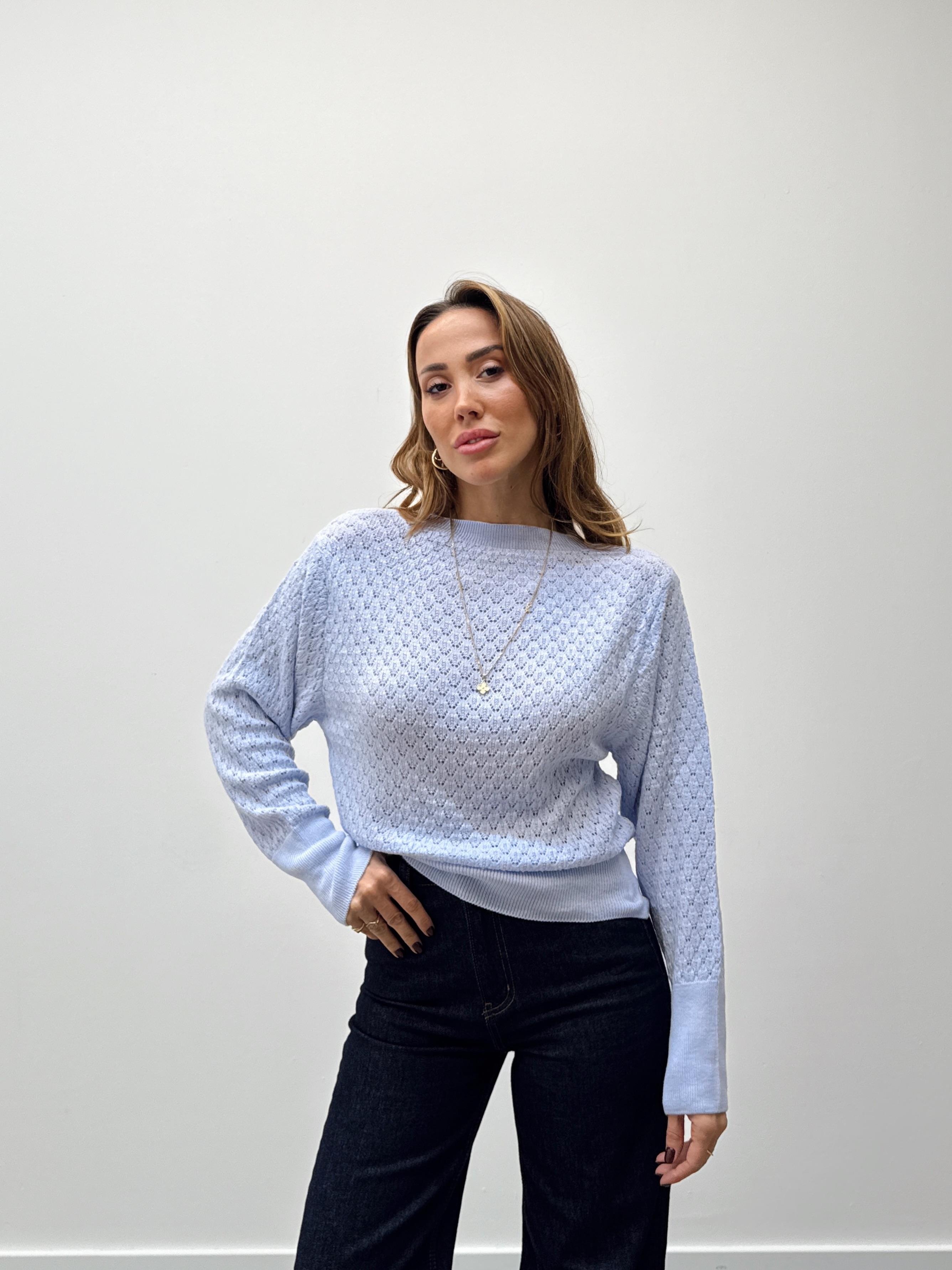 Kadın Eflatun Basic Triko Kazak