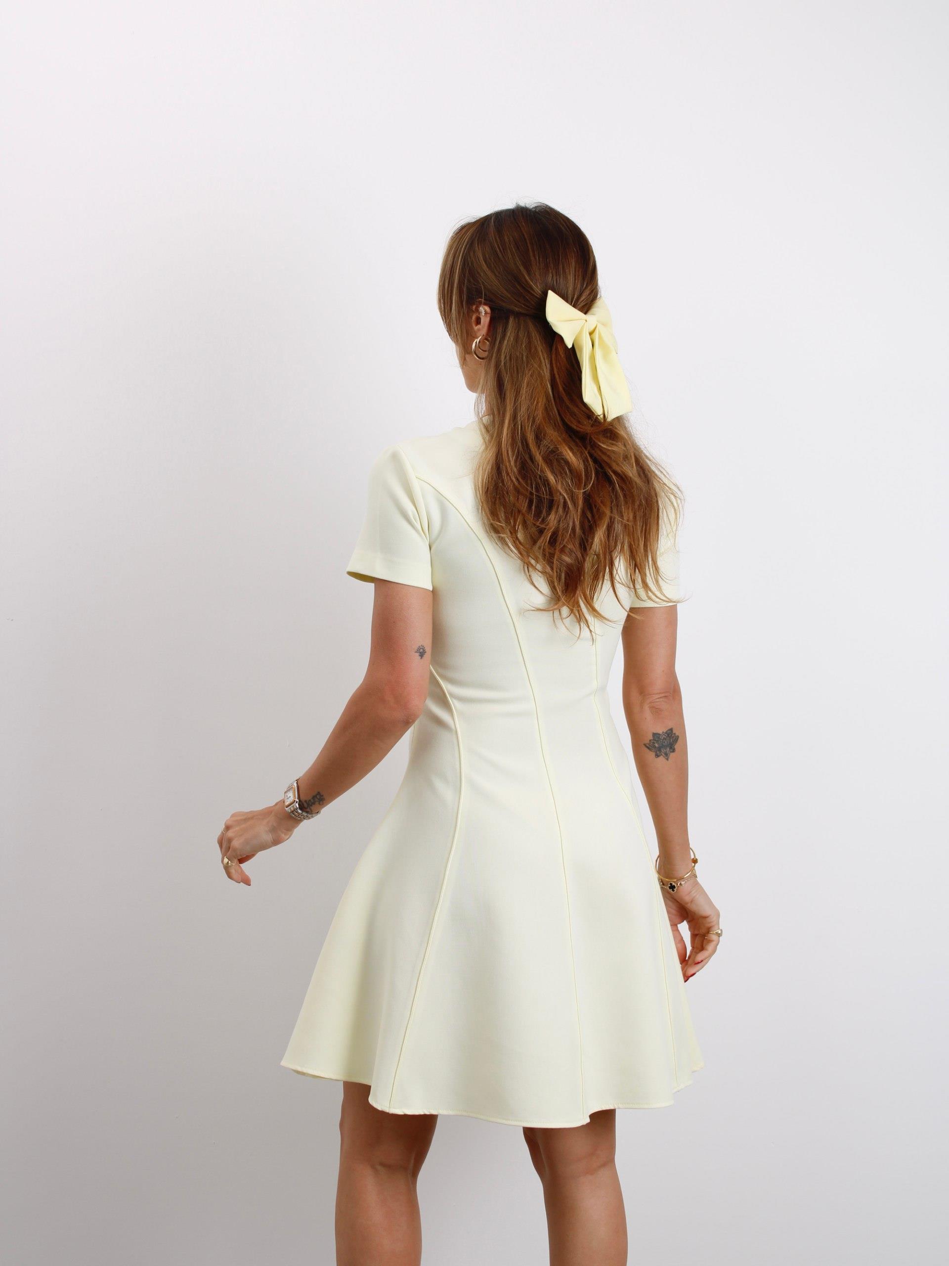 Kadın Kısa Kol Biyeli Sarı Çan Elbise