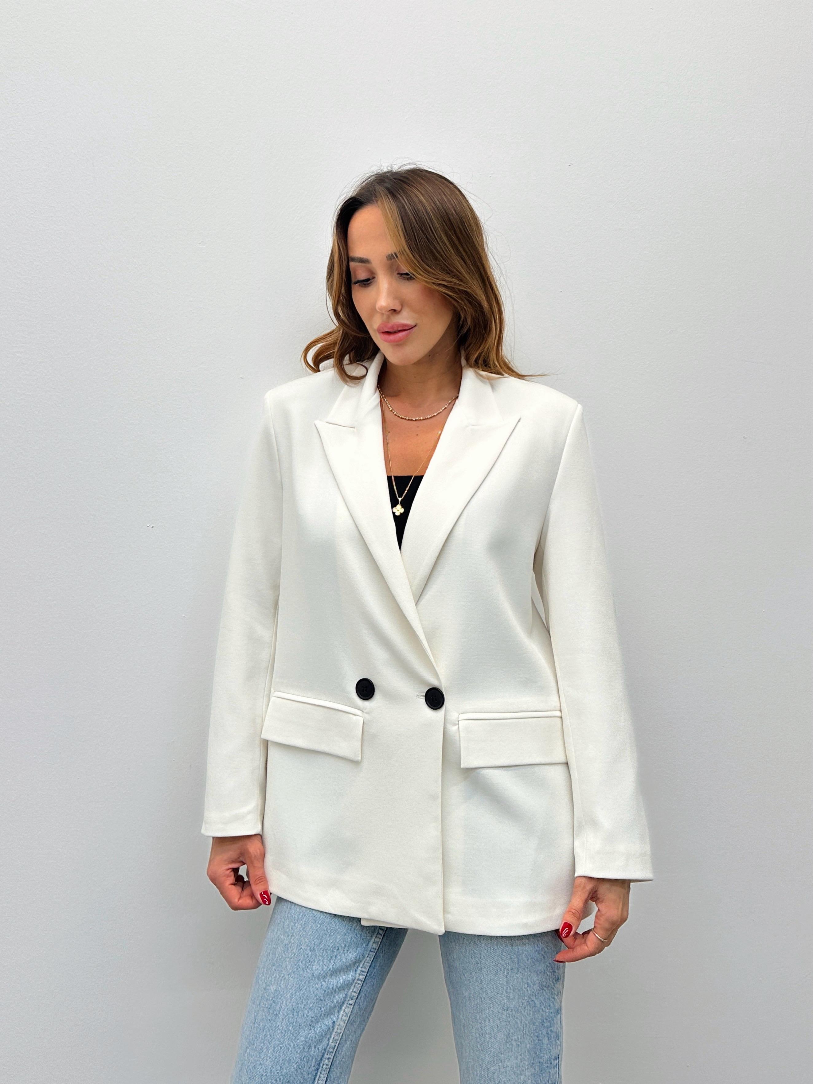 Kadın Poliviskon Kumaş Astarlı Beyaz Blazer Ceket