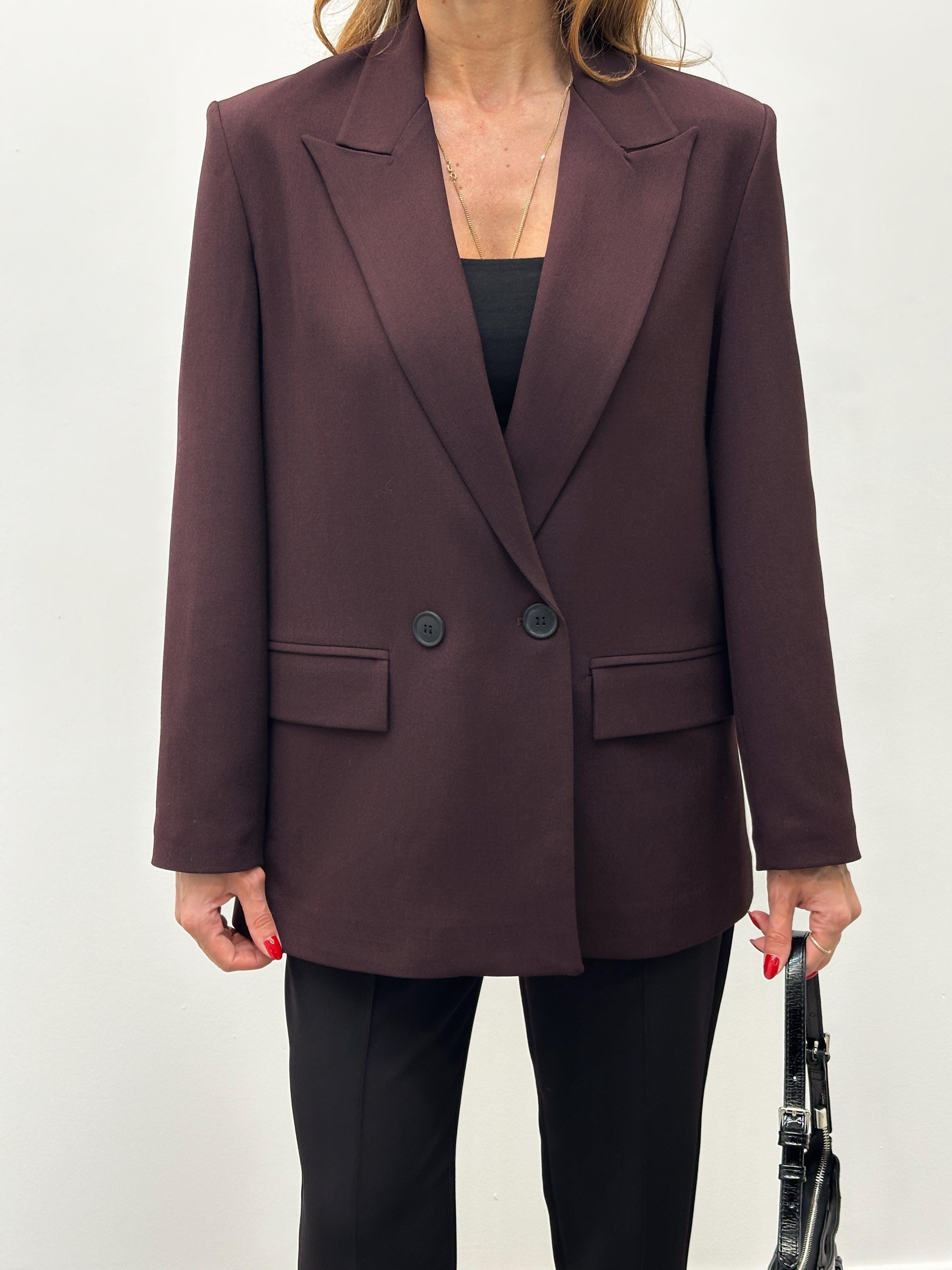 Kadın Poliviskon Kumaş Astarlı Mürdüm Blazer Ceket