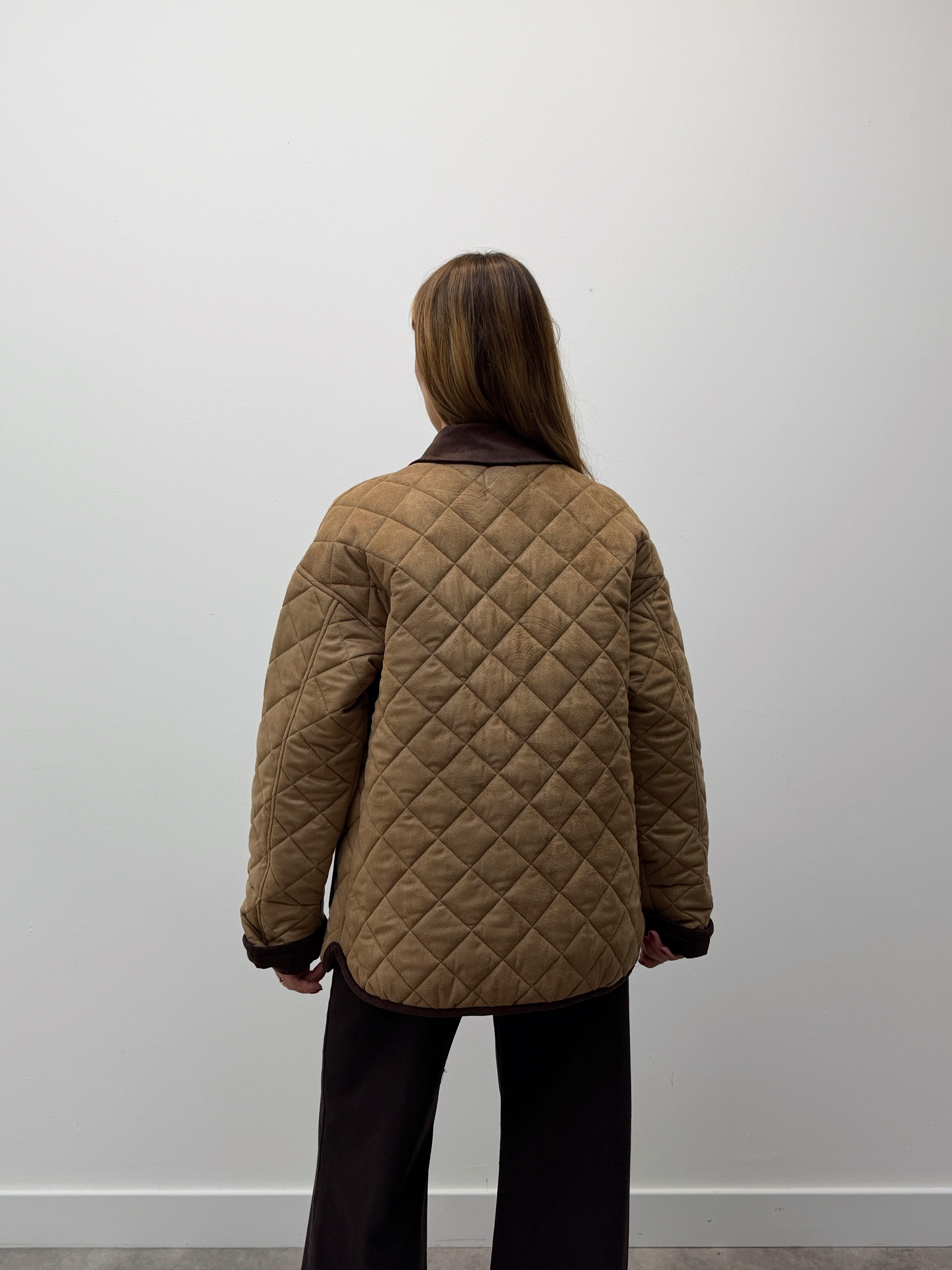 Kadın Vera Kadife Yakalı Krem Kapitone Mont