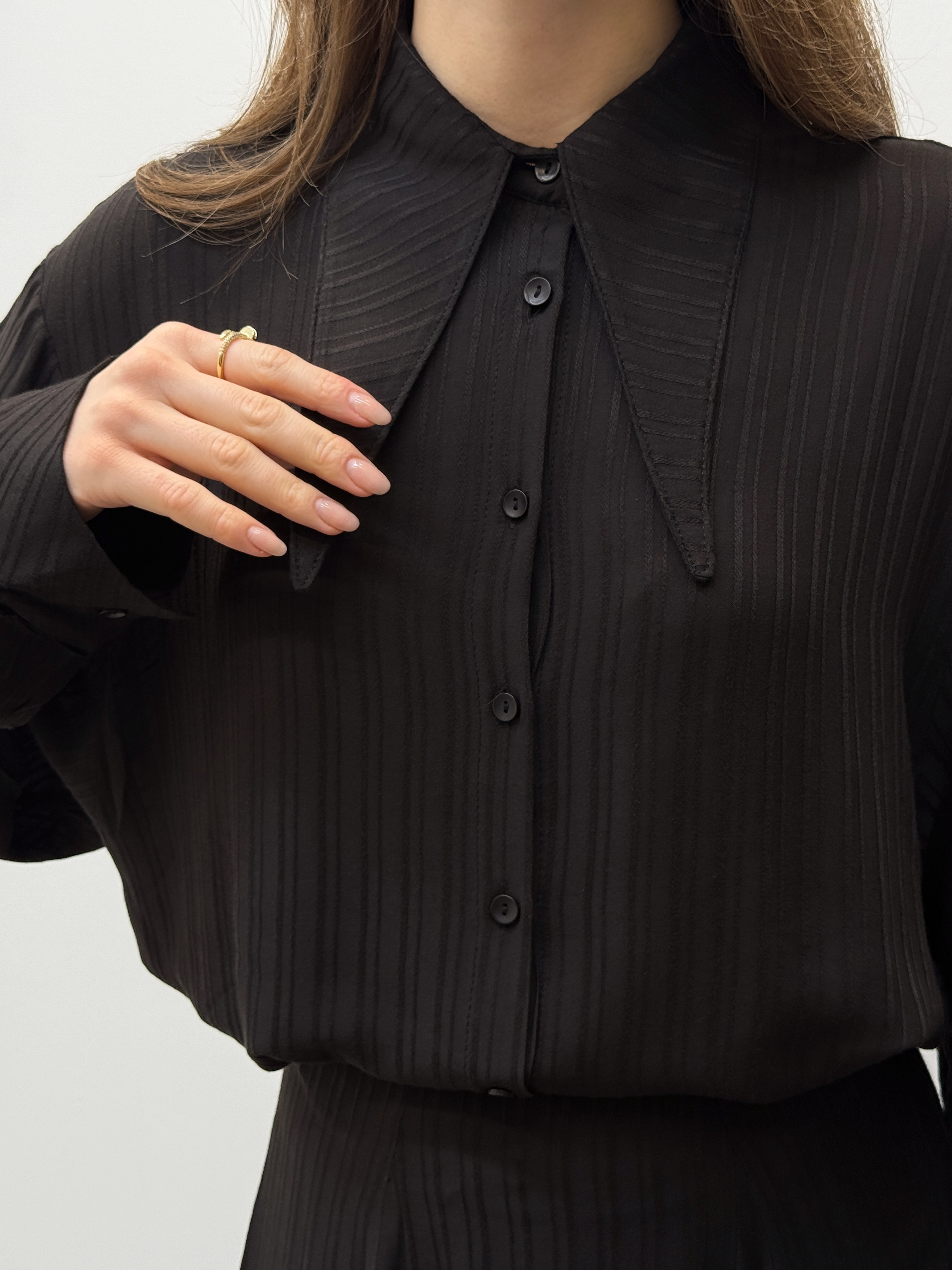 Serena Yaka Detaylı Siyah İkili Takım