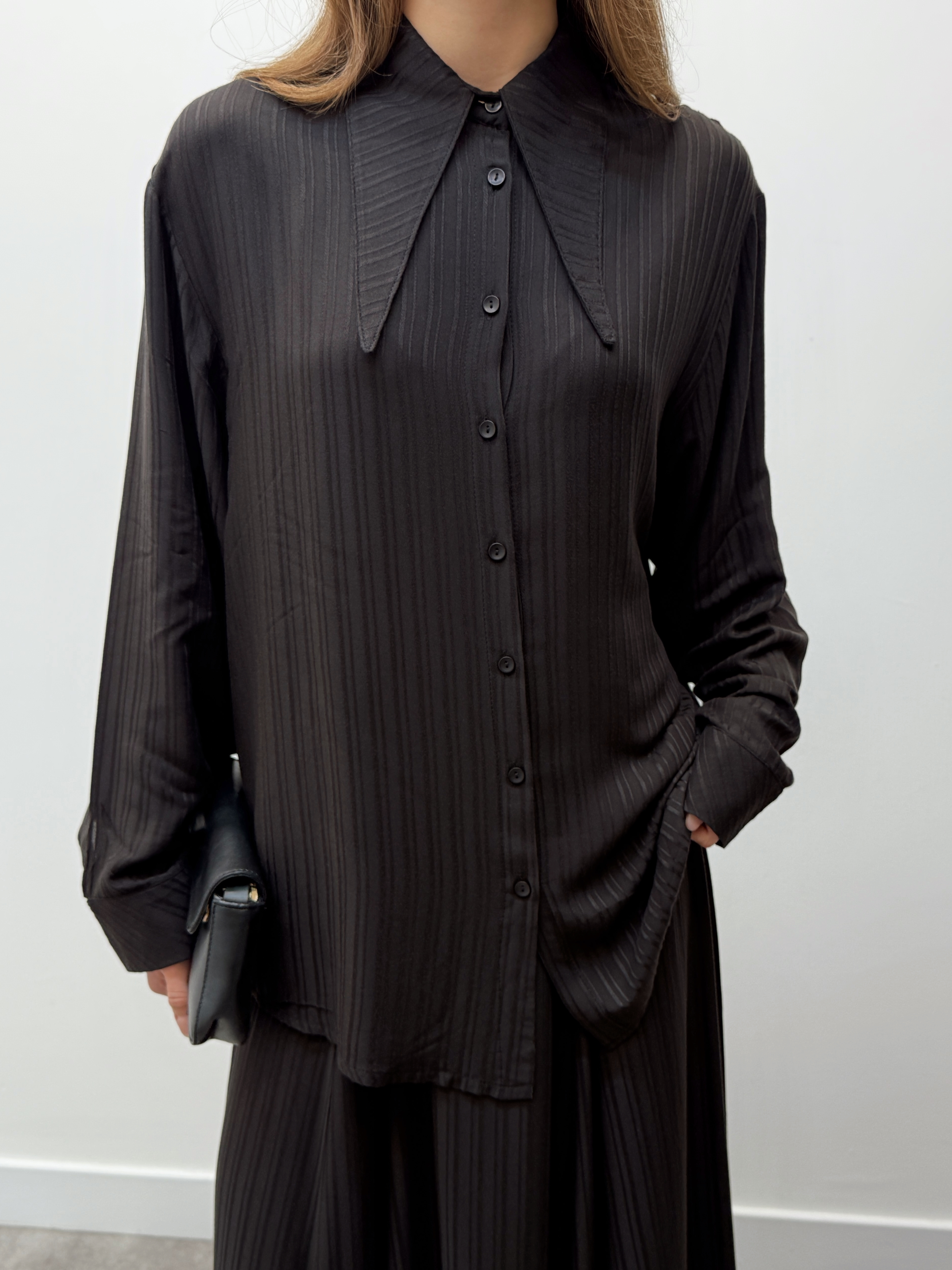 Serena Yaka Detaylı Siyah İkili Takım