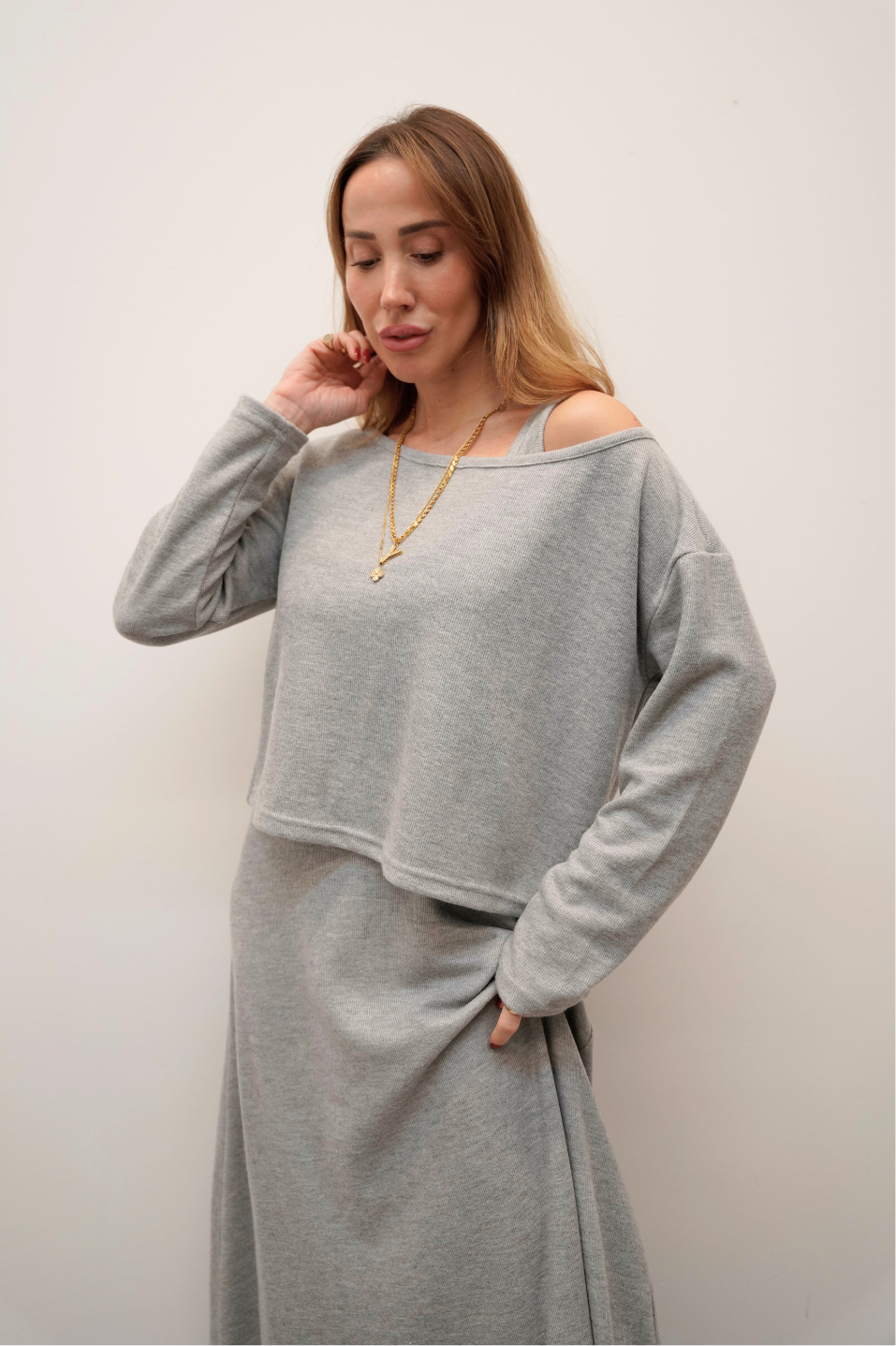 Silva Touch Gri Elbise Bluz Takım