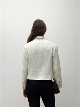 Ekru Yün Karışımlı Tüvit Ceket