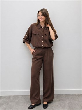 Elara Ceket Pantolon Kahve Takım