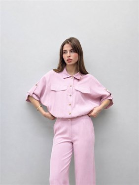 Elara Ceket Pantolon Pembe Takım