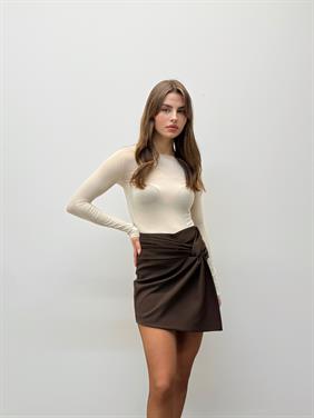 Icon Düğüm Detaylı Kahve Şort Etek