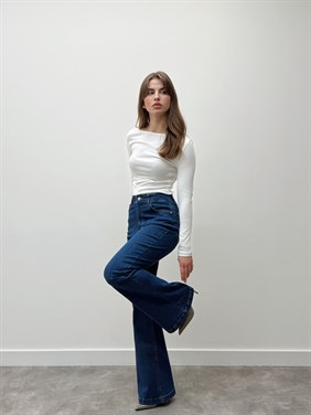 İspanyol Paça Yüksek Bel Açık Mavi Pantolon