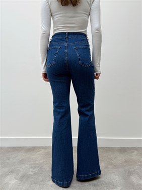 İspanyol Paça Yüksek Bel Açık Mavi Pantolon