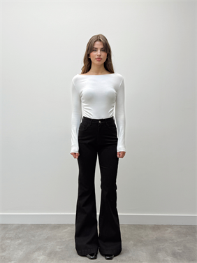 İspanyol Paça Yüksek Bel Siyah Pantolon