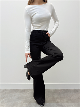 İspanyol Paça Yüksek Bel Siyah Pantolon