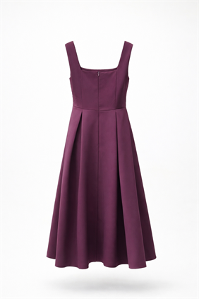 Kadın Askılı Mürdüm Balon Elbise