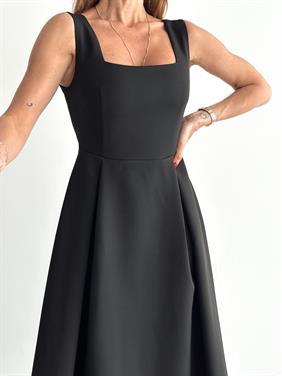 Kadın Askılı Siyah Balon Elbise