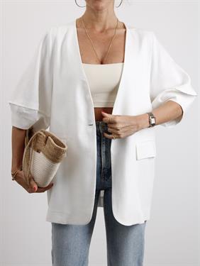 Kadın Astarsız Taş Balon Kol Keten Ceket
