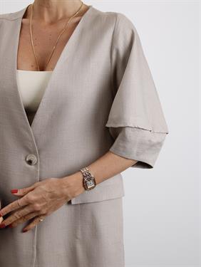 Kadın Astarsız Vizon Balon Kol Keten Ceket