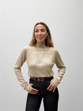 Kadın Balıkçı Yaka Bej Kazak