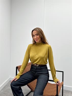 Kadın Balıkçı Yaka Yağ Yeşili Kazak