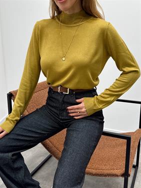 Kadın Balıkçı Yaka Yağ Yeşili Kazak