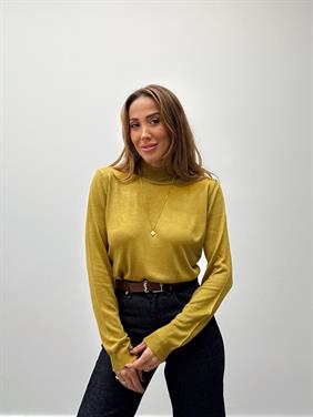 Kadın Balıkçı Yaka Yağ Yeşili Kazak